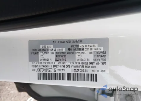 2023 Mazda Cx-5 2.5 S from USA, damaged, VIN JM3KFBAMXP0277132